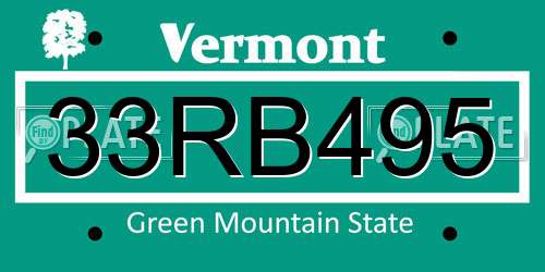 33RB495 Vermont License Plate