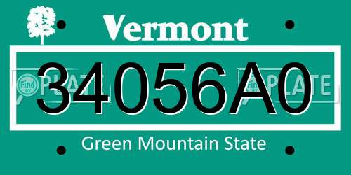 34056A0 Vermont License Plate