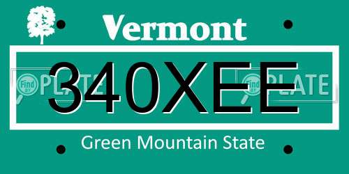 340XEE Vermont License Plate