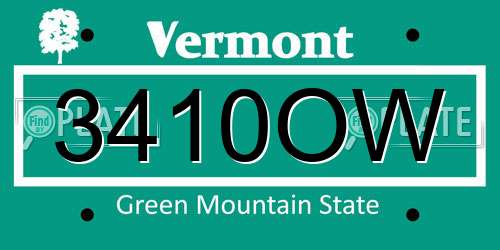 3410OW Vermont License Plate