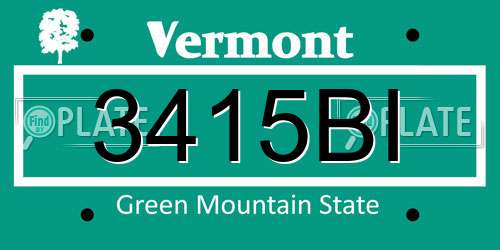 3415BI Vermont License Plate