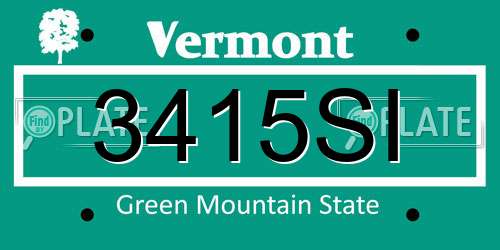 3415SI Vermont License Plate