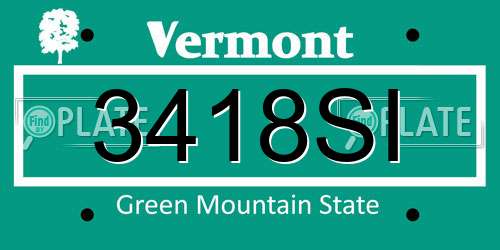 3418SI Vermont License Plate