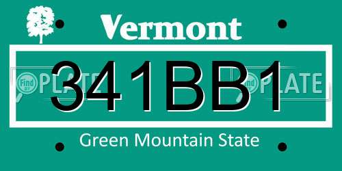341BB1 Vermont License Plate