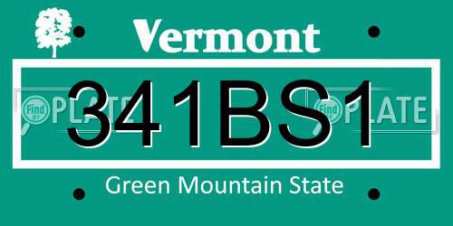 341BS1 Vermont License Plate