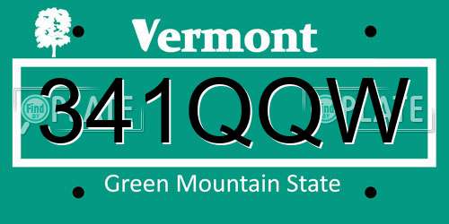 341QQW Vermont License Plate
