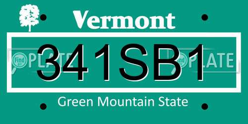 341SB1 Vermont License Plate