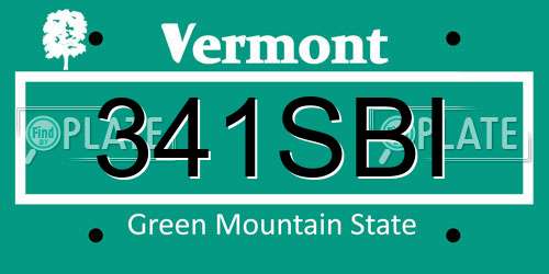 341SBI Vermont License Plate