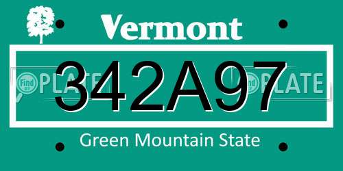 342A97 Vermont License Plate
