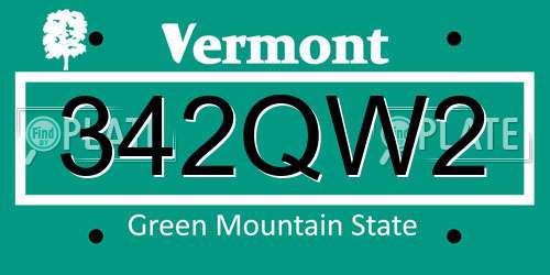 342QW2 Vermont License Plate