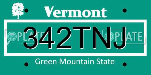 342TNJ Vermont License Plate