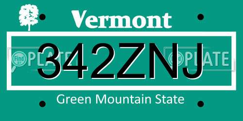 342ZNJ Vermont License Plate
