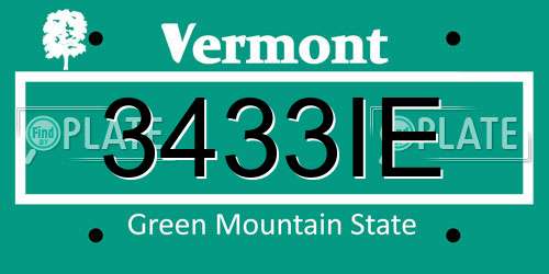 3433IE Vermont License Plate