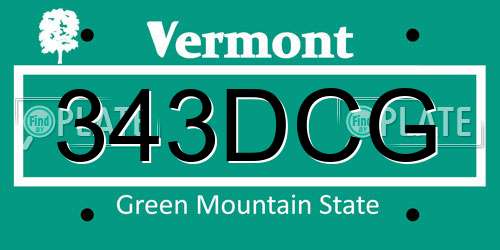 343DCG Vermont License Plate
