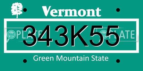 343K55 Vermont License Plate