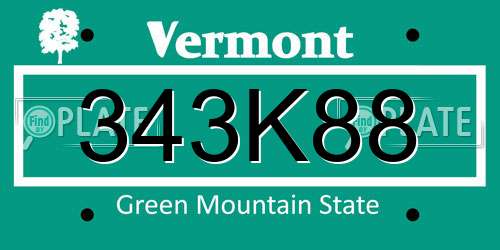 343K88 Vermont License Plate