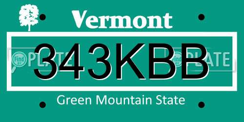 343KBB Vermont License Plate