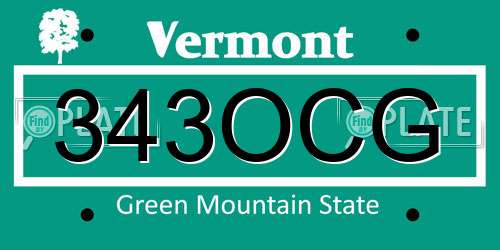 343OCG Vermont License Plate