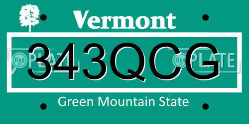 343QCG Vermont License Plate