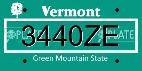 3440ZE Vermont License Plate