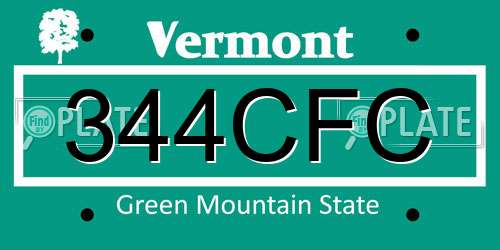 344CFC Vermont License Plate