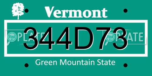 344D73 Vermont License Plate