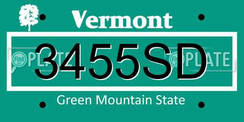 3455SD Vermont License Plate