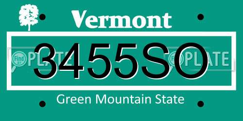 3455SO Vermont License Plate