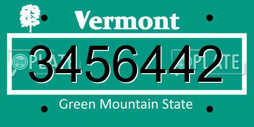 3456442 Vermont License Plate