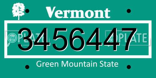 3456447 Vermont License Plate