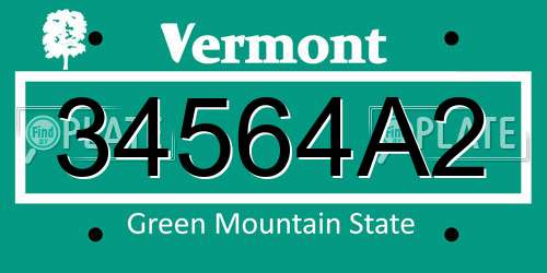 34564A2 Vermont License Plate