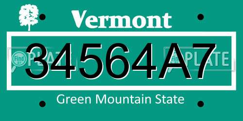 34564A7 Vermont License Plate