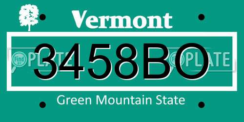 3458BO Vermont License Plate