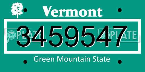 3459547 Vermont License Plate