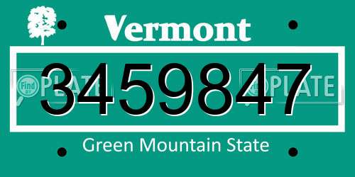 3459847 Vermont License Plate