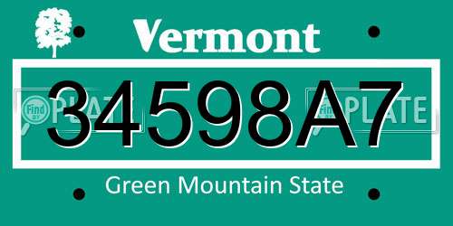 34598A7 Vermont License Plate