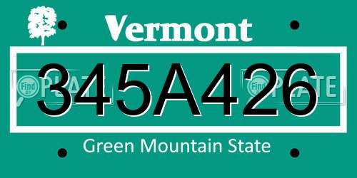 345A426 Vermont License Plate