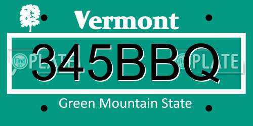 345BBQ Vermont License Plate