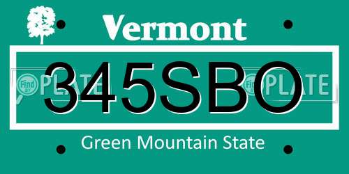 345SBO Vermont License Plate