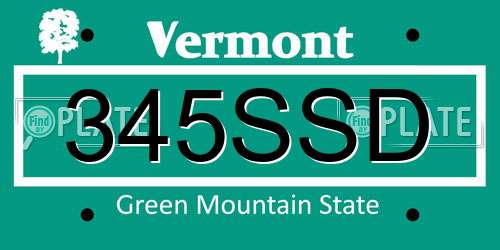 345SSD Vermont License Plate