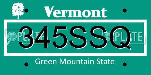 345SSQ Vermont License Plate