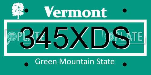 345XDS Vermont License Plate