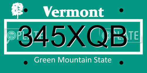 345XQB Vermont License Plate