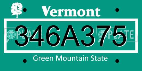346A375 Vermont License Plate