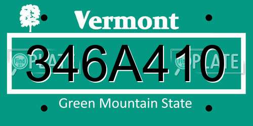 346A410 Vermont License Plate