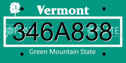346A838 Vermont License Plate