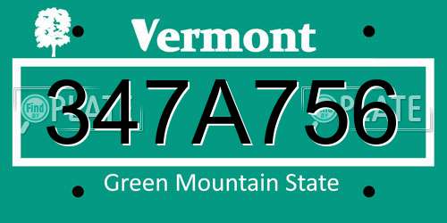 347A756 Vermont License Plate