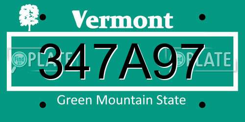 347A97 Vermont License Plate