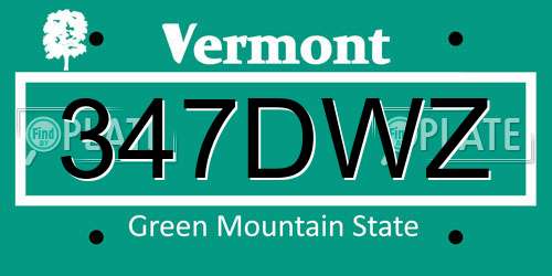 347DWZ Vermont License Plate