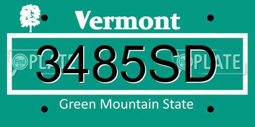 3485SD Vermont License Plate